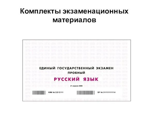 БР № 3111111111114 КИМ № 55515111 Комплекты экзаменационных материалов