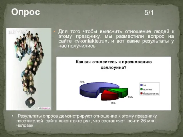 Опрос 5/1 Для того чтобы выяснить отношение людей к этому празднику, мы