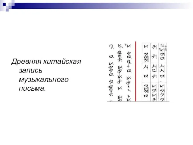 Древняя китайская запись музыкального письма.