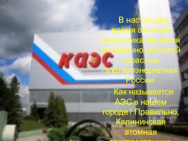 В настоящее время атомная энергетика является динамично развитой отраслью электроэнергетики России. Как