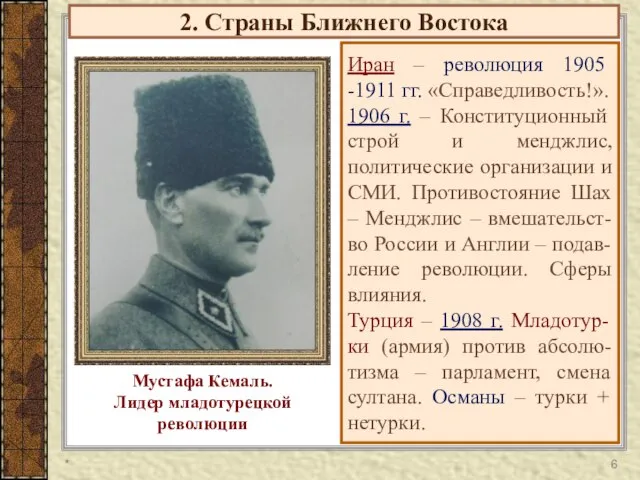 2. Страны Ближнего Востока Иран – революция 1905 -1911 гг. «Справедливость!». 1906