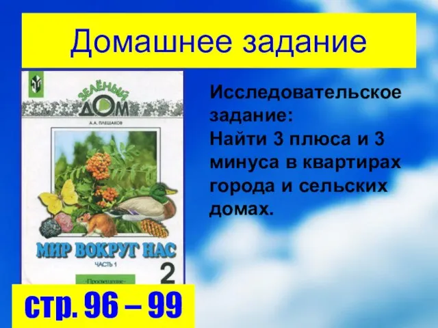 Домашнее задание стр. 96 – 99 Исследовательское задание: Найти 3 плюса и