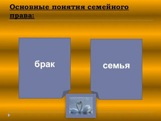 Основные понятия семейного права: брак семья