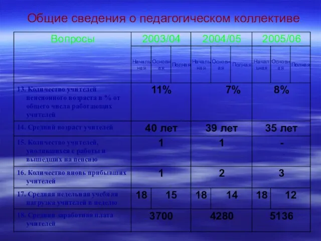 Общие сведения о педагогическом коллективе