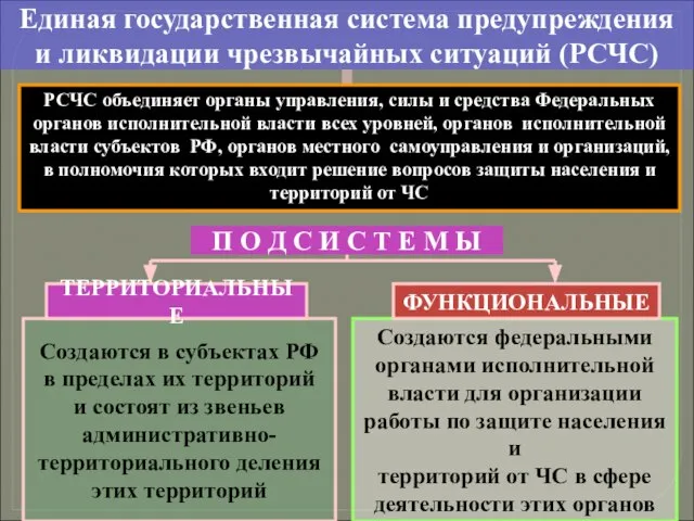 Единая государственная система предупреждения и ликвидации чрезвычайных ситуаций (РСЧС) П О Д