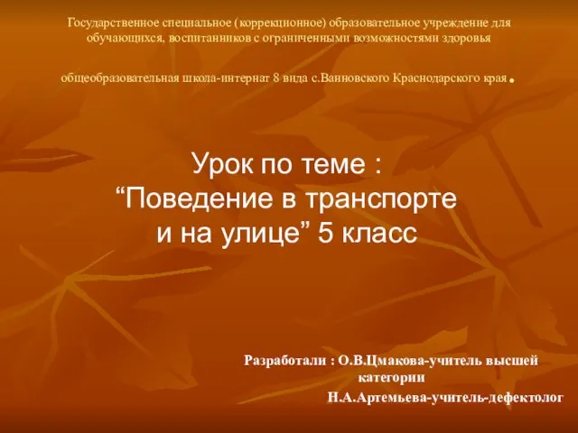 Презентация на тему Поведение в транспорте и на улице