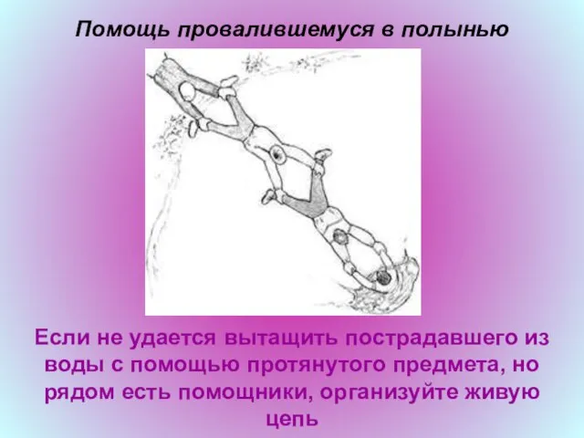 Помощь провалившемуся в полынью Если не удается вытащить пострадавшего из воды с