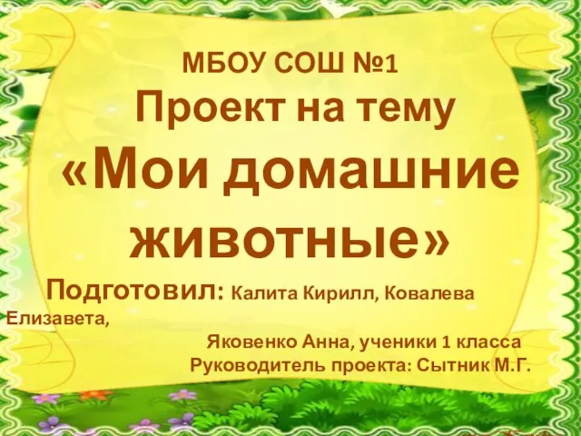 Презентация на тему Мои домашние животные (1 класс)