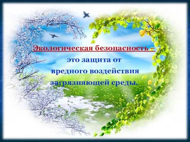 Экологическая безопасность – это защита от вредного воздействия загрязняющей среды.