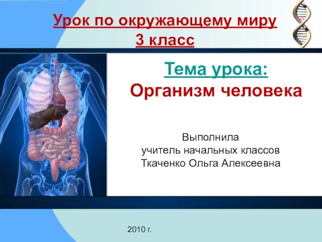 Презентация на тему Организм человека и его строение (3 класс)