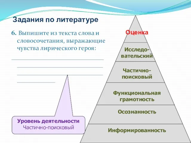 Задания по литературе 6. Выпишите из текста слова и словосочетания, выражающие чувства