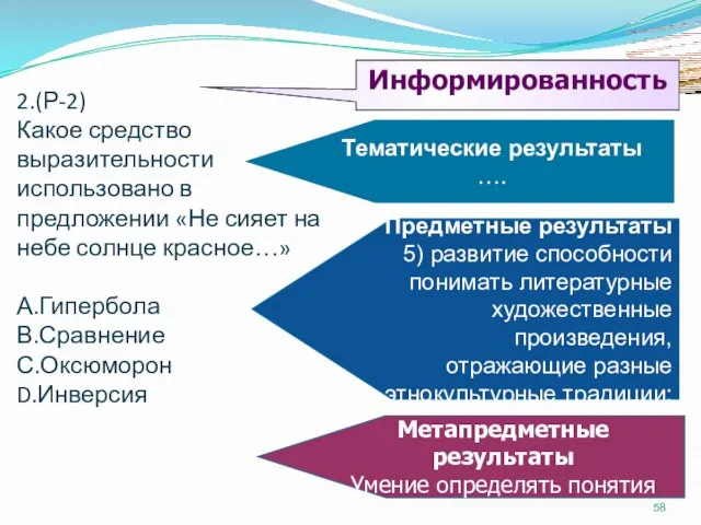 2.(Р-2) Какое средство выразительности использовано в предложении «Не сияет на небе солнце