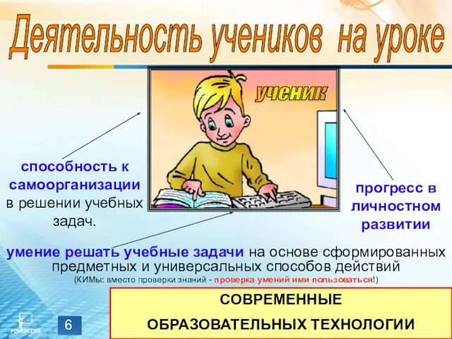 СОВРЕМЕННЫЕ ОБРАЗОВАТЕЛЬНЫХ ТЕХНОЛОГИИ умение решать учебные задачи на основе сформированных предметных и