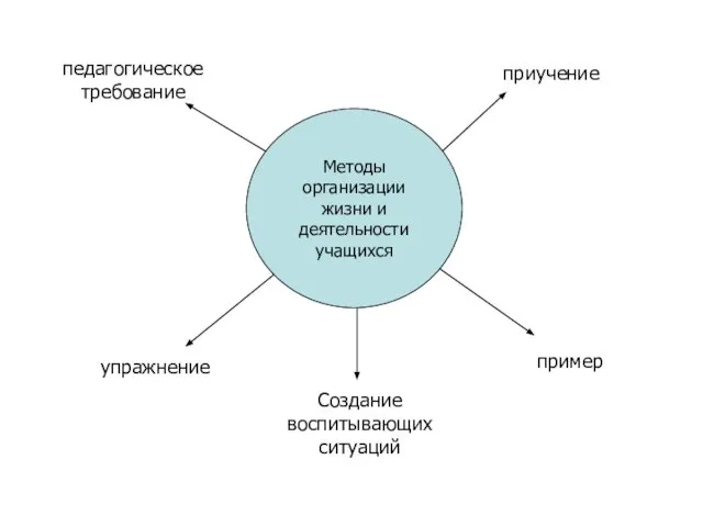 Методы организации жизни и деятельности учащихся педагогическое требование приучение упражнение пример Создание воспитывающих ситуаций