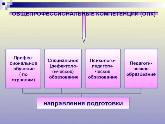 ОБЩЕПРОФЕССИОНАЛЬНЫЕ КОМПЕТЕНЦИИ (ОПК) Профес- сиональное обучение ( по отраслям) Специальное (дефектоло- гическое)