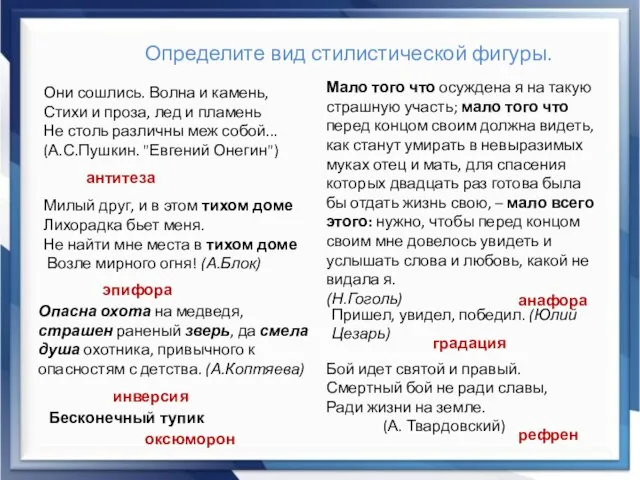 Определите вид стилистической фигуры. Они сошлись. Волна и камень, Стихи и проза,