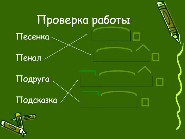 Проверка работы Песенка Пенал Подруга Подсказка