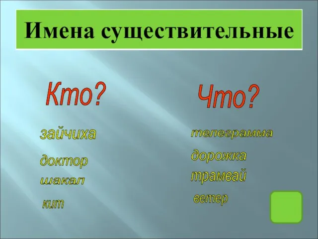 Кто? Что? зайчиха шакал доктор кит трамвай дорожка телеграмма ветер