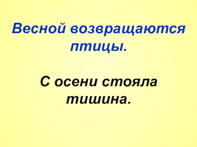 Весной возвращаются птицы. С осени стояла тишина.