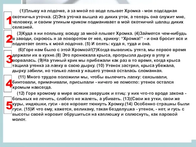 (1)Плыву на лодочке, а за мной по воде плывет Хромка - моя