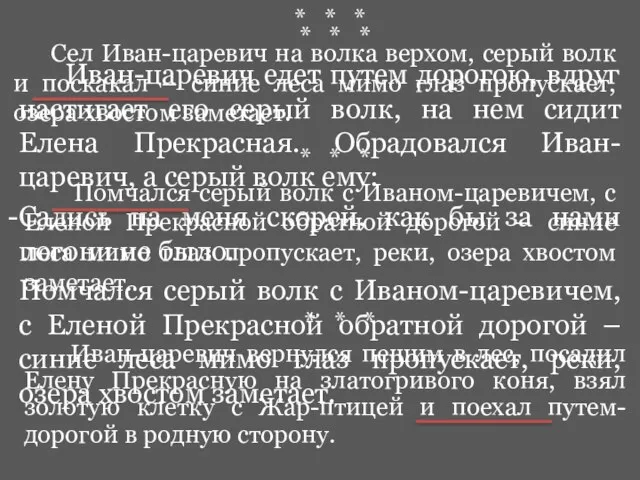 * * * Сел Иван-царевич на волка верхом, серый волк и поскакал