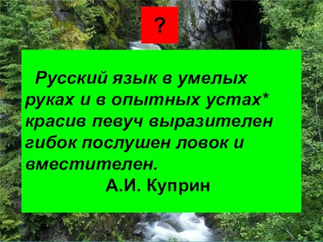 Русский язык в умелых руках и в опытных устах* красив певуч выразителен