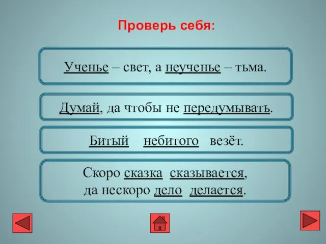 Ученье – свет, а неученье – тьма. Думай, да чтобы не передумывать.