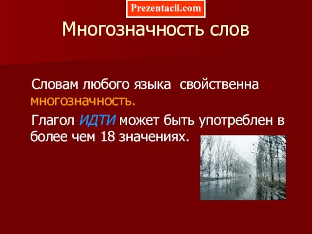 Презентация на тему Многозначность слов