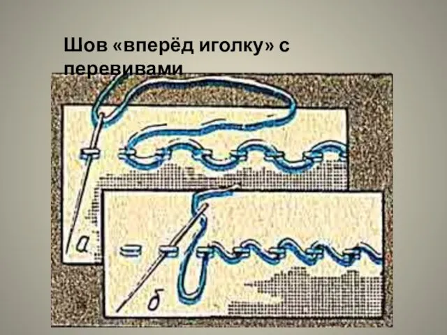 Шов «вперёд иголку» с перевивами