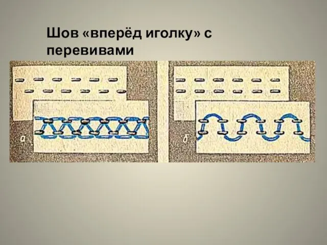 Шов «вперёд иголку» с перевивами