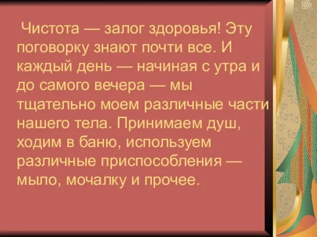 Чистота — залог здоровья! Эту поговорку знают почти все. И каждый день