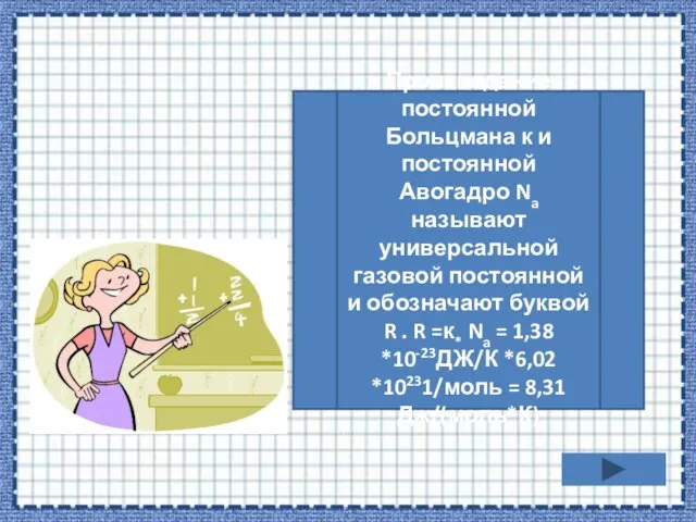 Произведение постоянной Больцмана к и постоянной Авогадро Na называют универсальной газовой постоянной