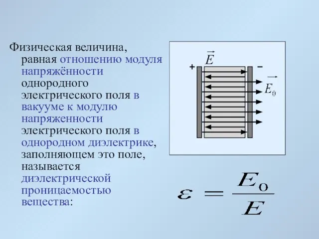 Физическая величина, равная отношению модуля напряжённости однородного электрического поля в вакууме к