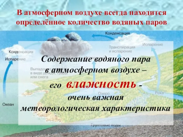 В атмосферном воздухе всегда находится определённое количество водяных паров Содержание водяного пара