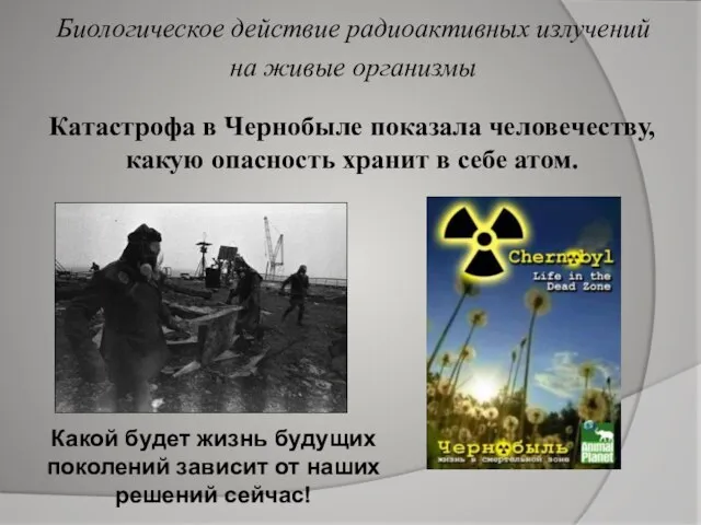 Катастрофа в Чернобыле показала человечеству, какую опасность хранит в себе атом. Какой