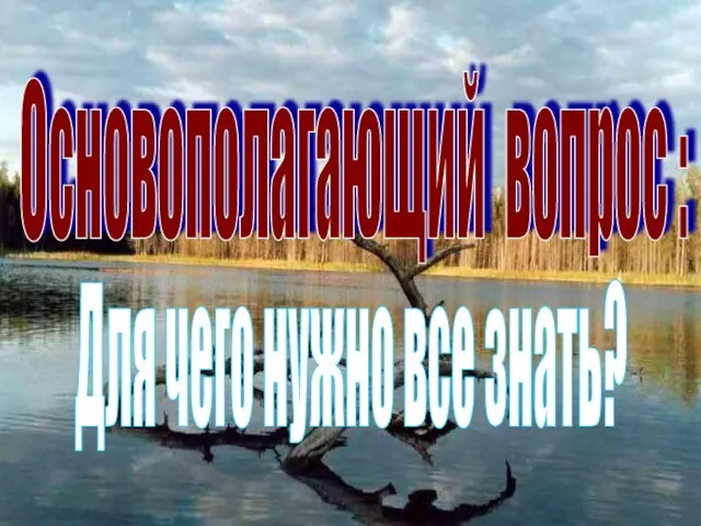 Основополагающий вопрос : Для чего нужно все знать?