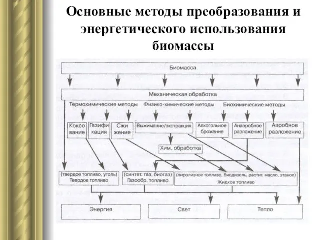 Основные методы преобразования и энергетического использования биомассы