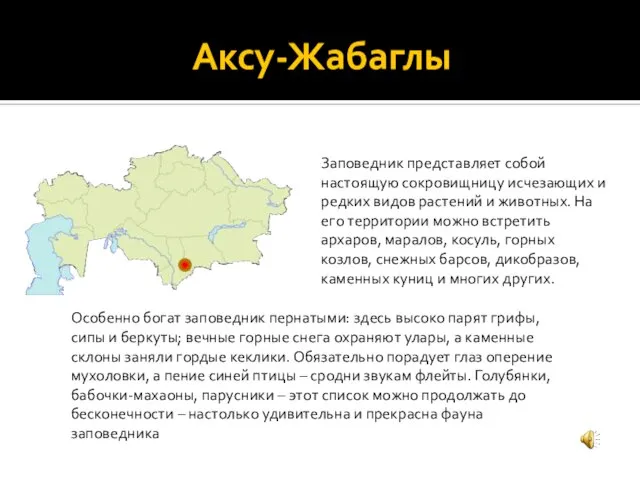 Аксу-Жабаглы Заповедник представляет собой настоящую сокровищницу исчезающих и редких видов растений и