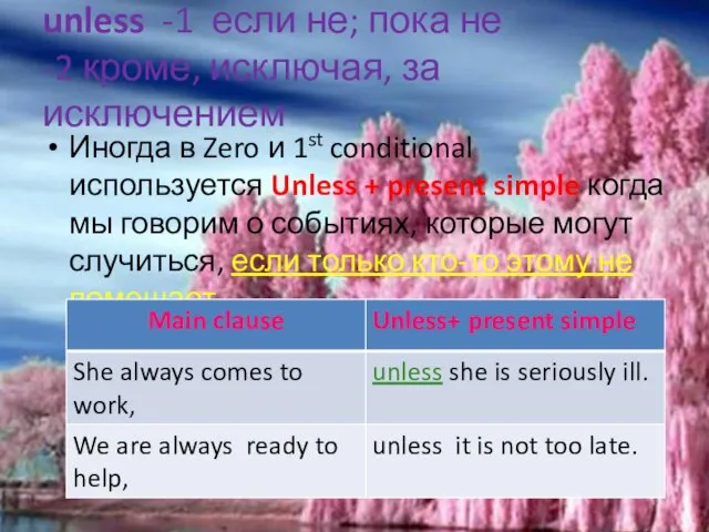 unless -1 если не; пока не -2 кроме, исключая, за исключением Иногда