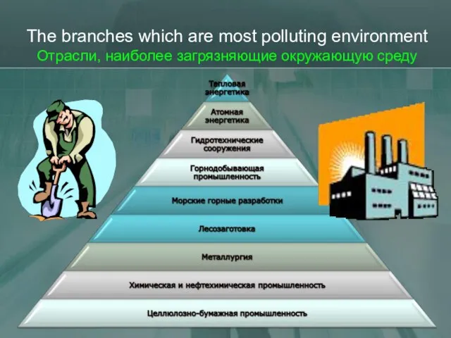 The branches which are most polluting environment Отрасли, наиболее загрязняющие окружающую среду