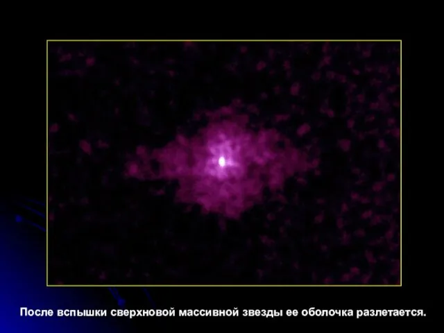 После вспышки сверхновой массивной звезды ее оболочка разлетается.
