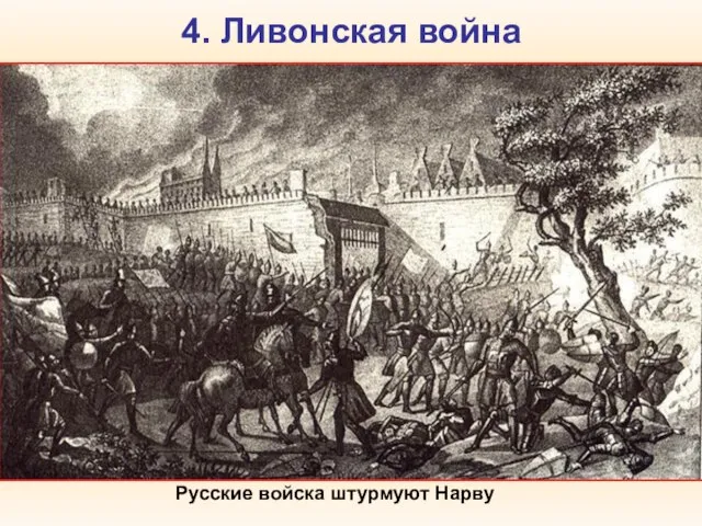 4. Ливонская война Ливо́нская война́ (1558-1583) велась Царством Русским за территории в
