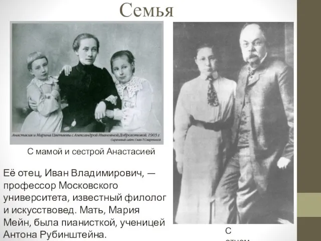 Семья С мамой и сестрой Анастасией С отцом Её отец, Иван Владимирович,