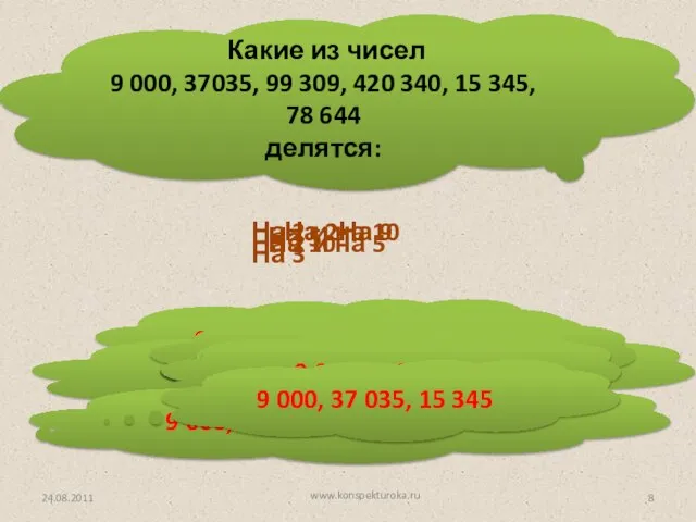 Какие из чисел 9 000, 37035, 99 309, 420 340, 15 345,