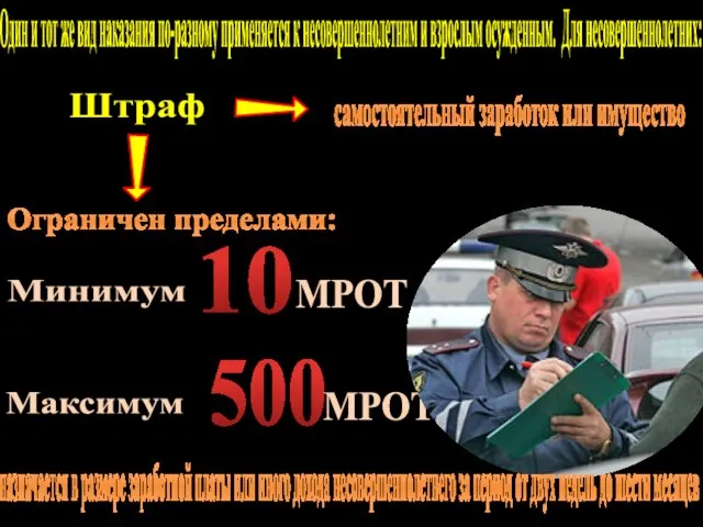 Один и тот же вид наказания по-разному применяется к несовершеннолетним и взрослым