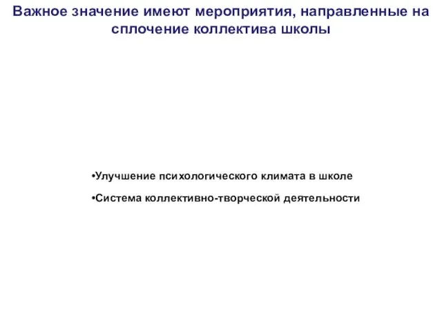 Важное значение имеют мероприятия, направленные на сплочение коллектива школы