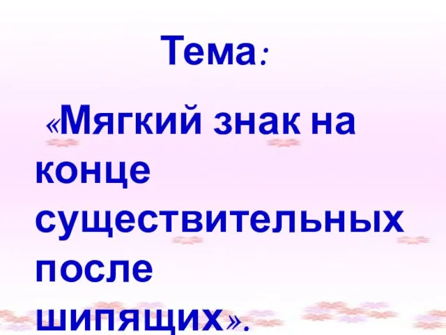 Презентация на тему Мягкий знак на конце существительных после шипящих