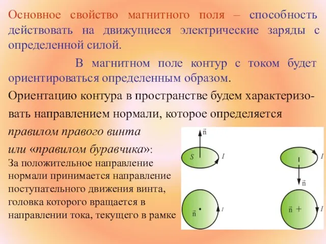 Основное свойство магнитного поля – способность действовать на движущиеся электрические заряды с