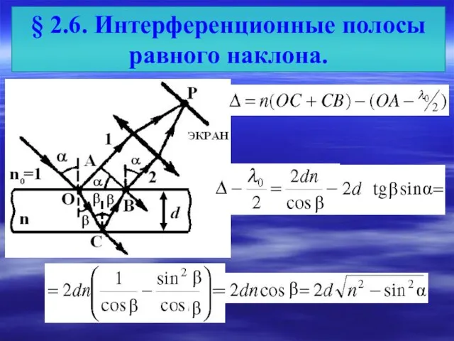 § 2.6. Интерференционные полосы равного наклона.