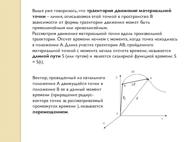 Выше уже говорилось, что траектория движения материальной точки – линия, описываемая этой